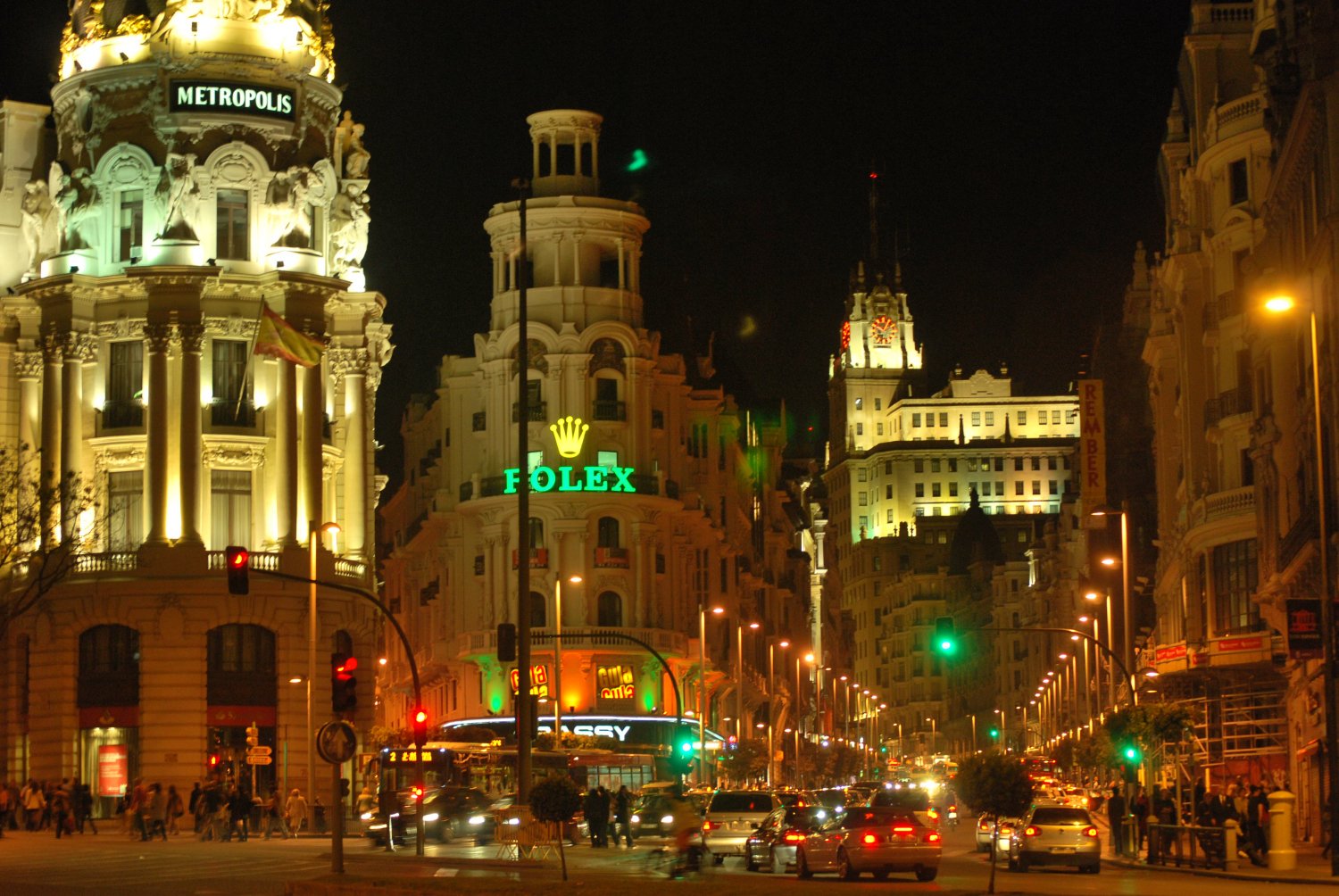 Gran Vía à noite, Madrid